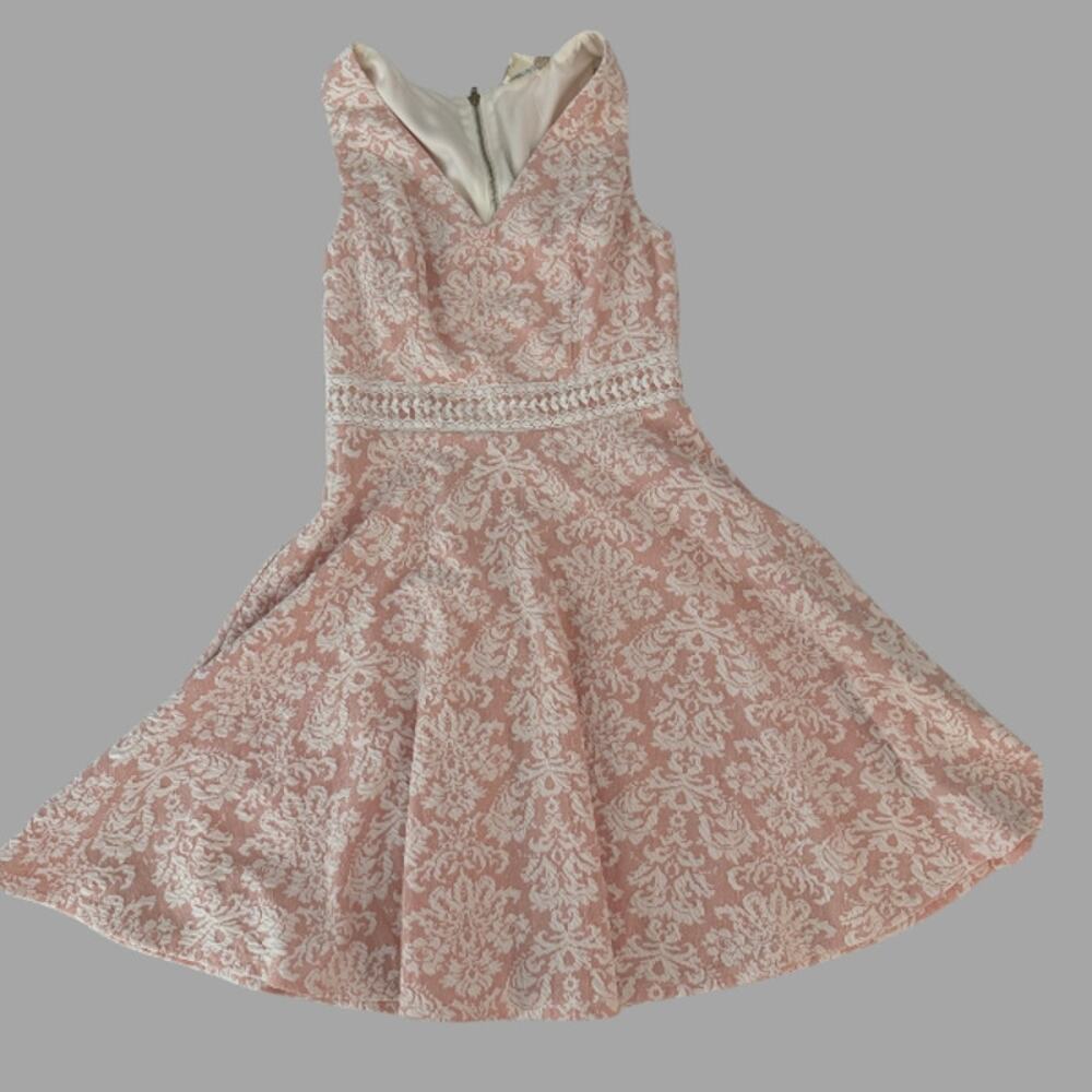 NWT Altar'd State Pink Damask Lace A-Line Dress Crochet Waist Size Small